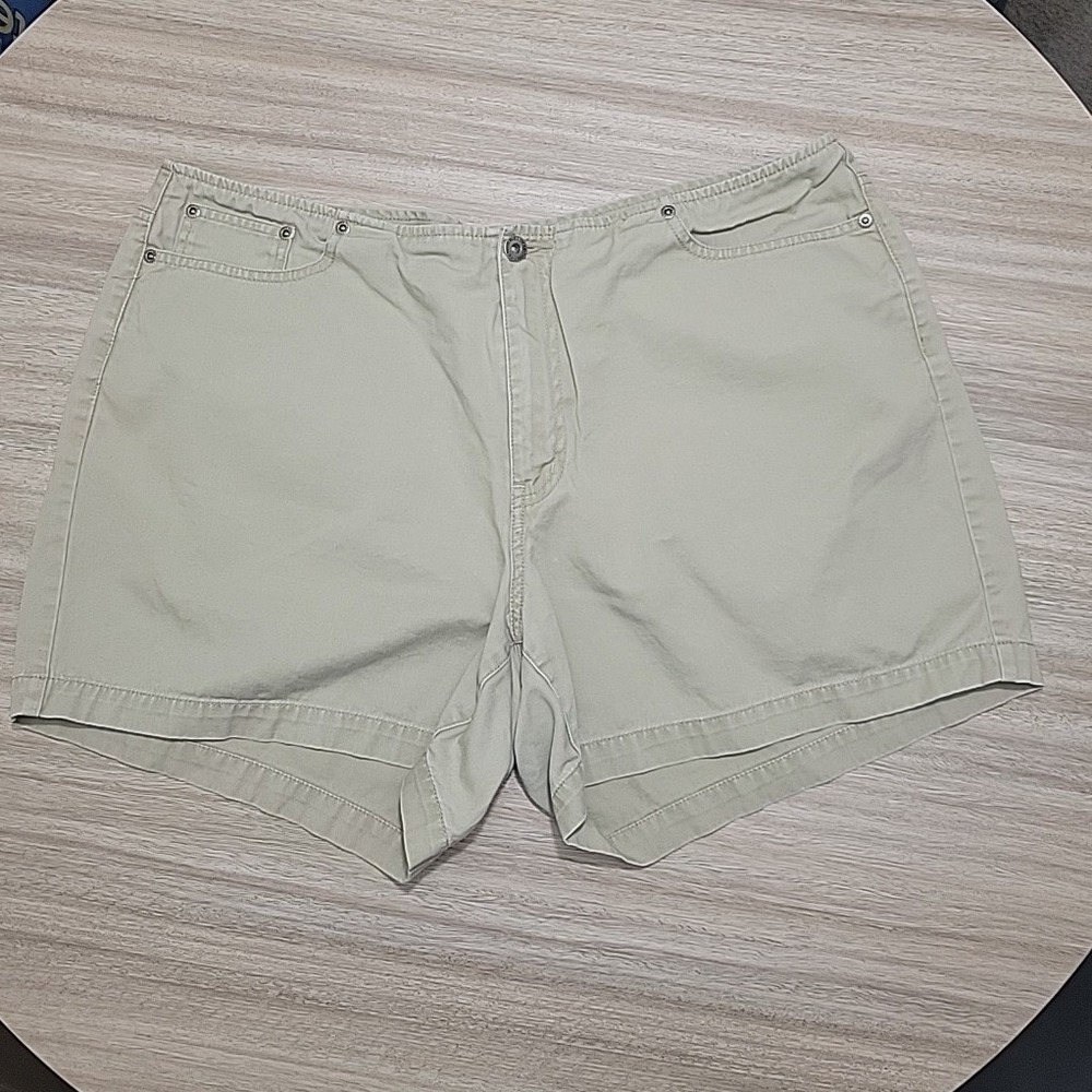 Venezia Jeans Khaki Cotton Twill Shorts Womens 18 Tan Mid Rise 5 Pocket Casual